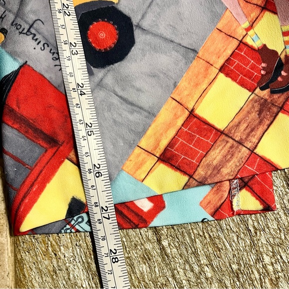 Ivy Jane Teal Yellow Red Notting Hill London Flared Leg Cropped Pants Women Sz 4 - Picture 8 of 15